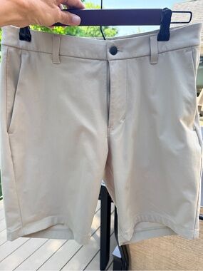 lululemon athletica Men's Flat-Front Chino Shorts — Light Khaki